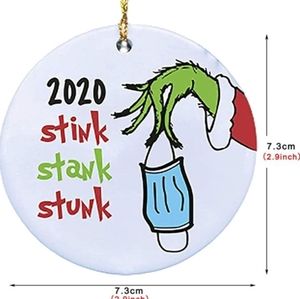 Christmas 2020 Ornament m, Grinch Stink Stank Stunk w/mask, 3" Round